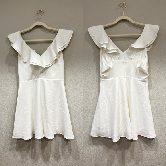 Sz L NWOT Lulus Divine Darling White Ruffled Skater Dress - Picture 8 of 8